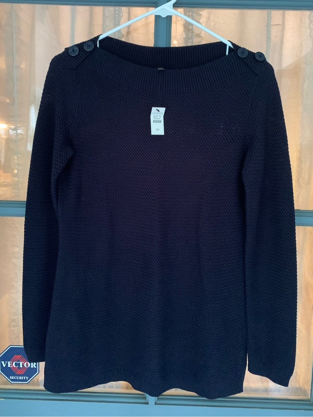 Talbots Black Button-Shoulder Scoop Neck Sweater